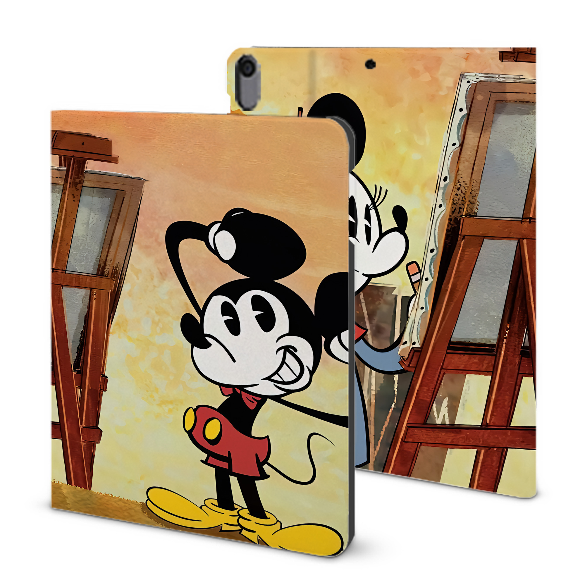 （画像用） ミッキーマウス Mickey Mouse IPad ケース ブック型 PUレザー TPU 耐衝撃 軽量 薄型 ペン収納なし 全面保護 IPad 各モデル対応
